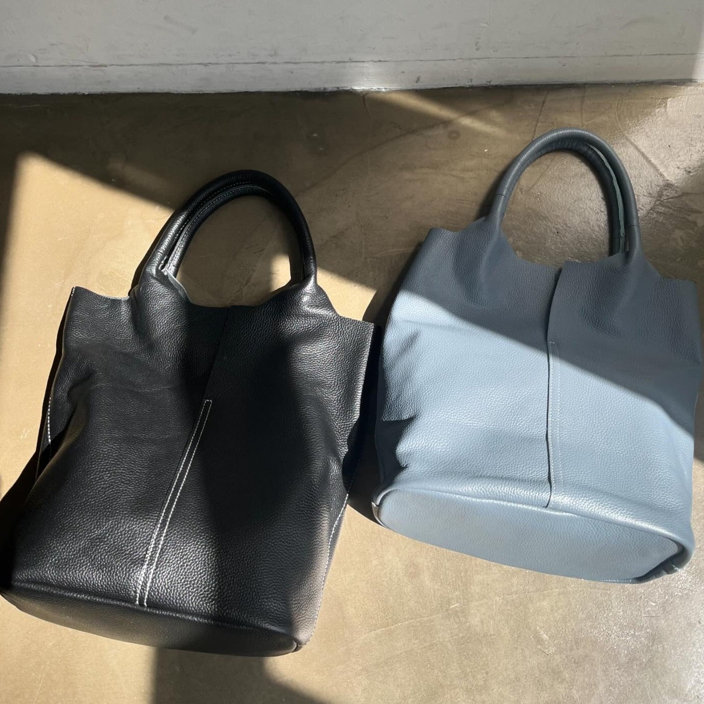 Slit tote bag(Blue gray)