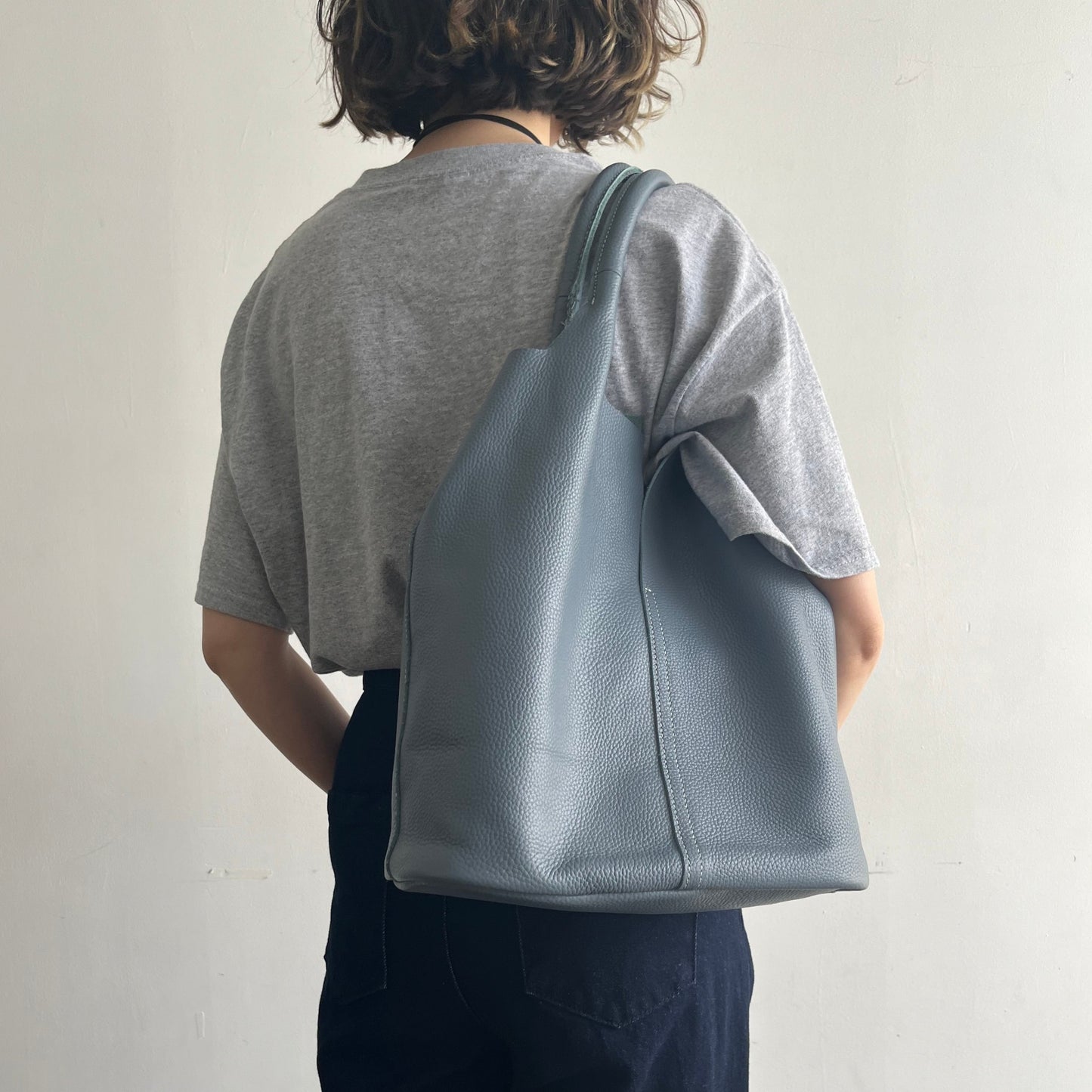 Slit tote bag(Blue gray)