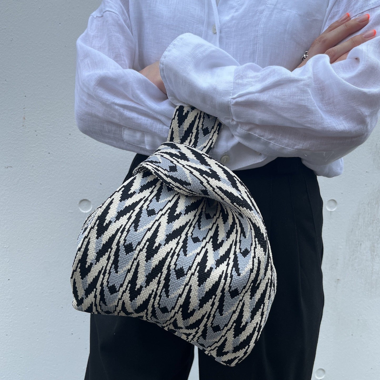 Wave knit bag(Black)