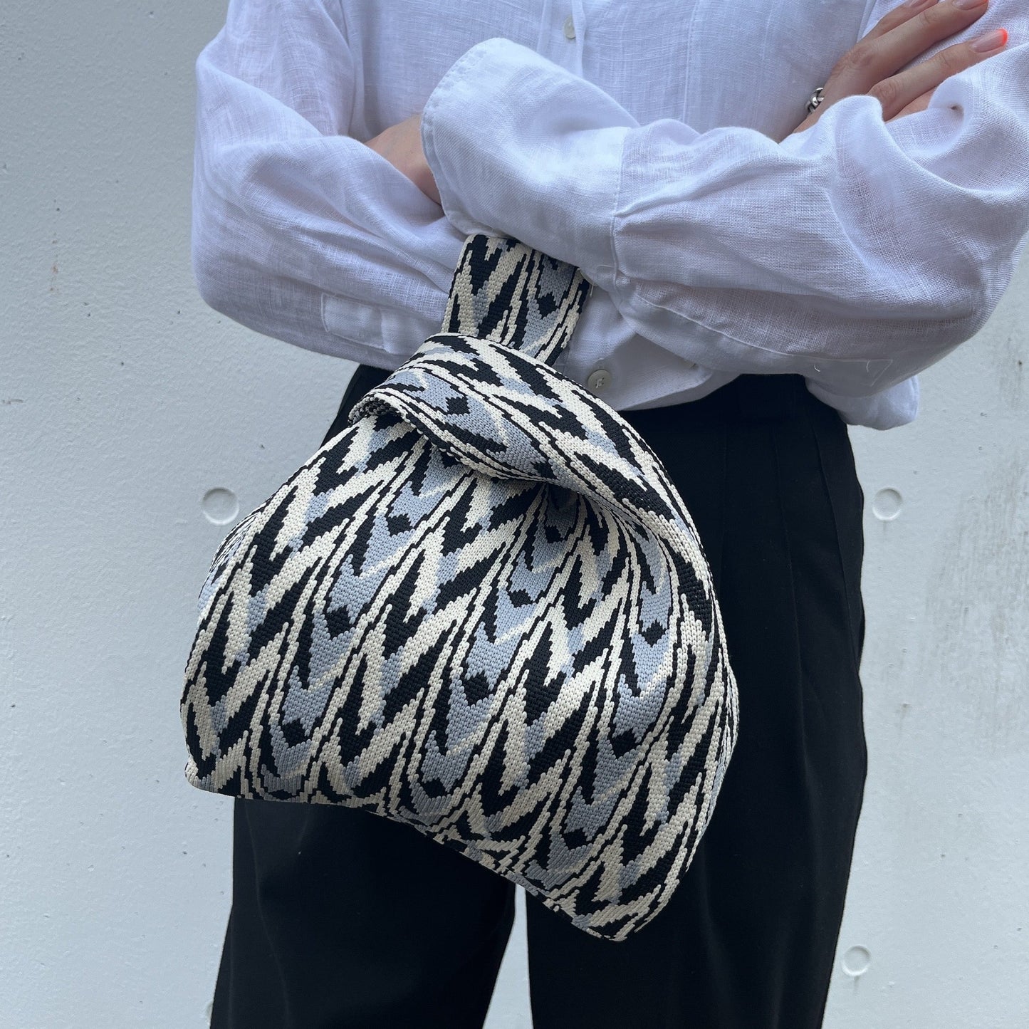 Wave knit bag(Brown)