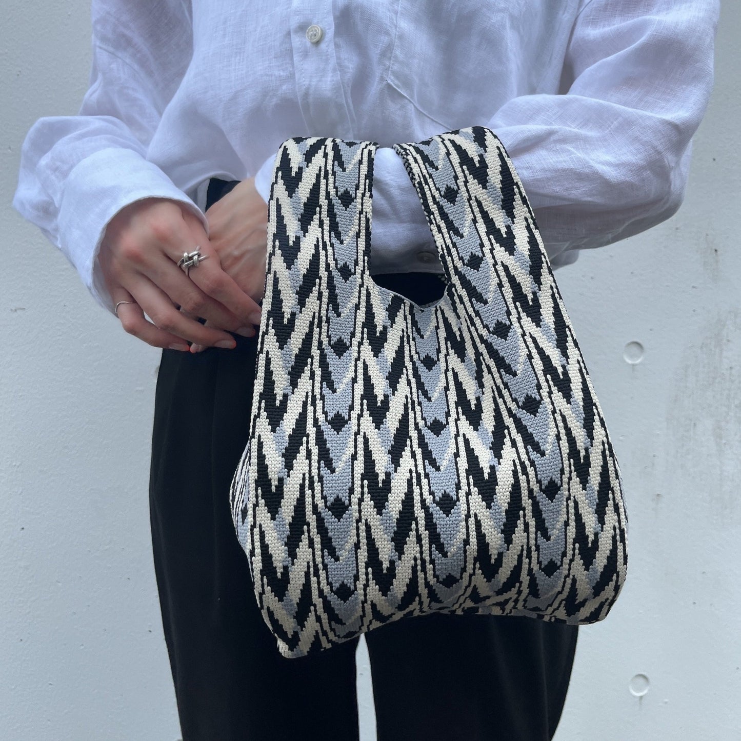 Wave knit bag(Brown)